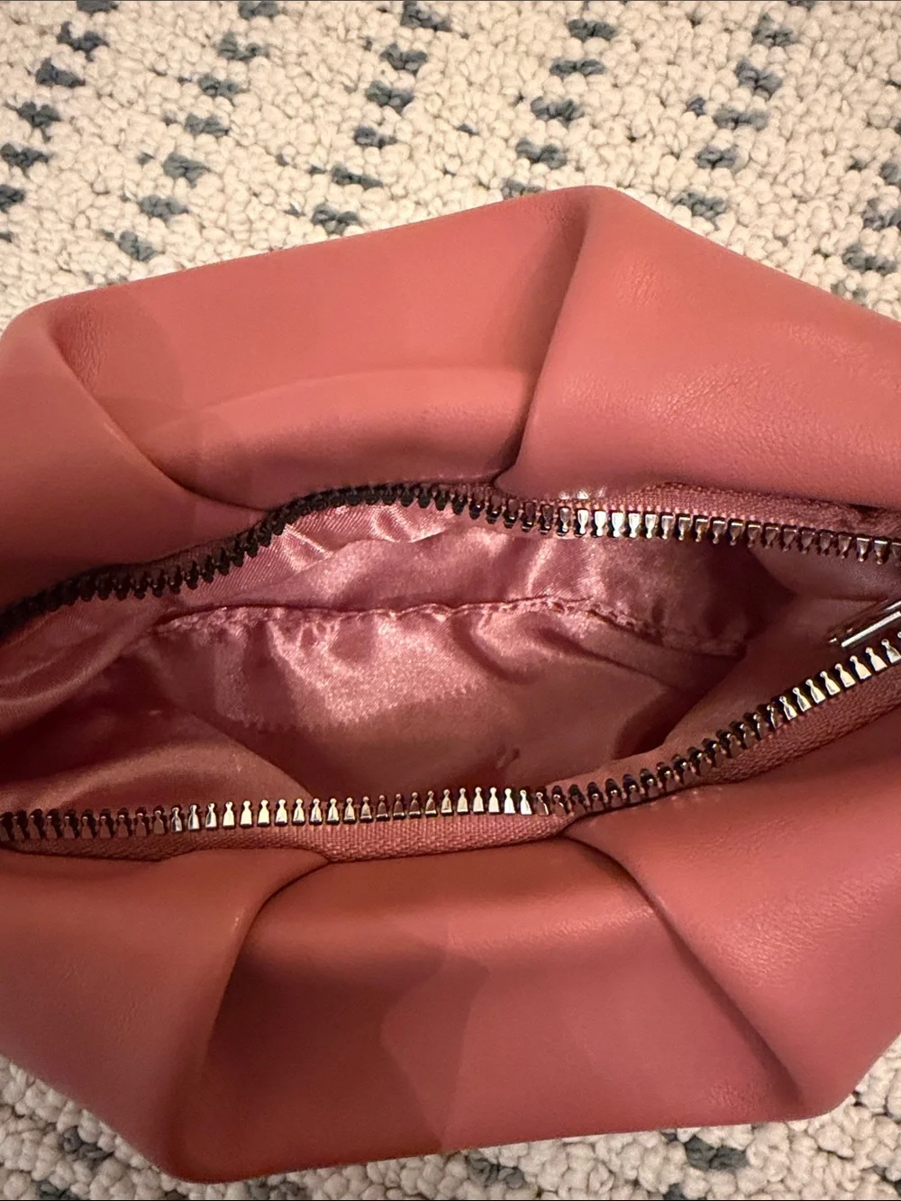 Women's Soft Gathered Clutch Bag in Brick Red